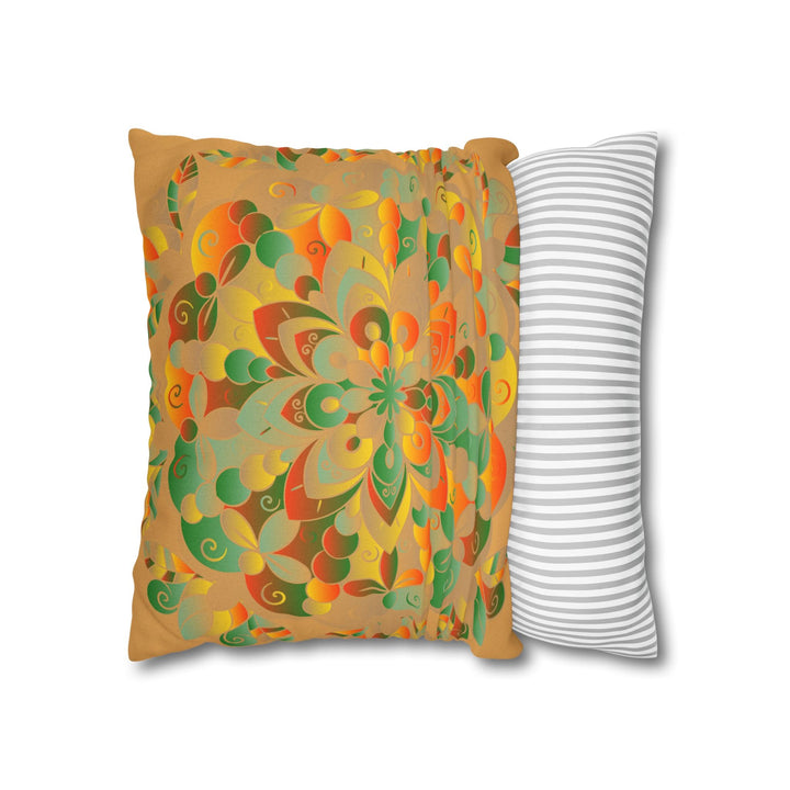 Spun Polyester Square Pillowcase Mandala Art - Original Fine Art - Hand - drawn - Dune - Blululi