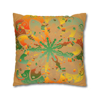 Spun Polyester Square Pillowcase Mandala Art - Original Fine Art - Hand - drawn - Dune - Blululi