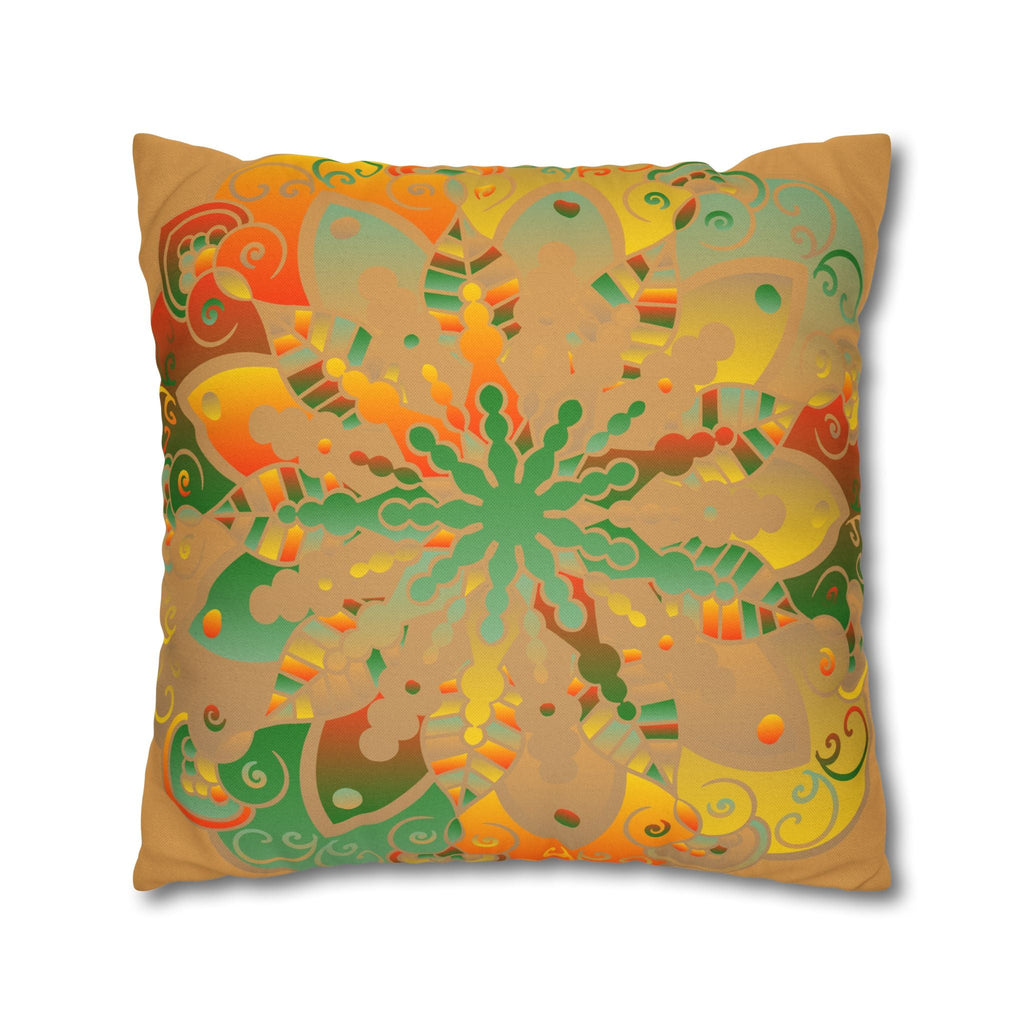 Spun Polyester Square Pillowcase Mandala Art - Original Fine Art - Hand - drawn - Dune - Blululi