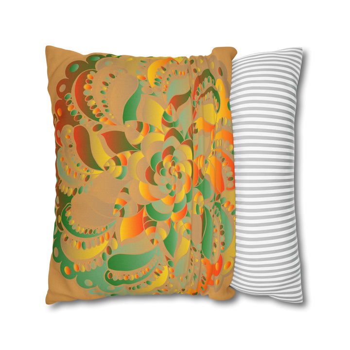 Spun Polyester Square Pillowcase Mandala Art - Original Fine Art - Hand - drawn - Dune - Blululi