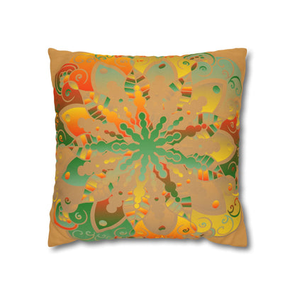 Spun Polyester Square Pillowcase Mandala Art - Original Fine Art - Hand - drawn - Dune - Blululi