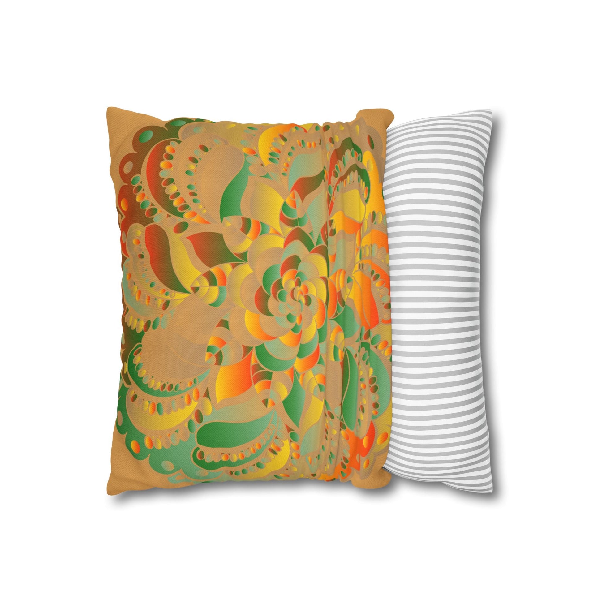 Spun Polyester Square Pillowcase Mandala Art - Original Fine Art - Hand - drawn - Dune - Blululi