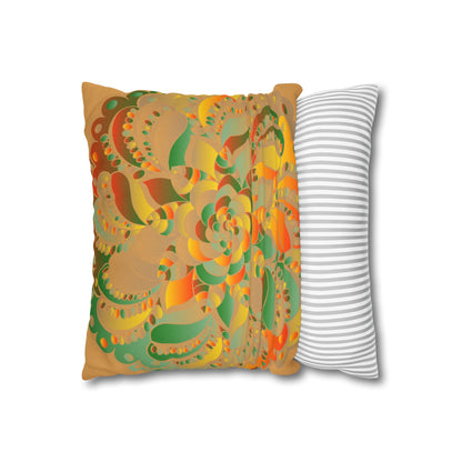 Spun Polyester Square Pillowcase Mandala Art - Original Fine Art - Hand - drawn - Dune - Blululi