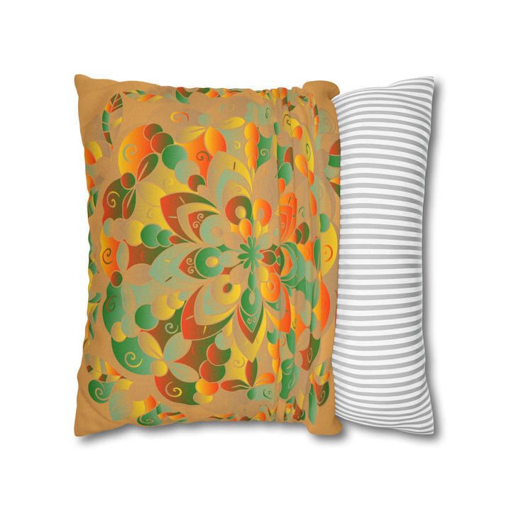 Spun Polyester Square Pillowcase Mandala Art - Original Fine Art - Hand - drawn - Dune - Blululi