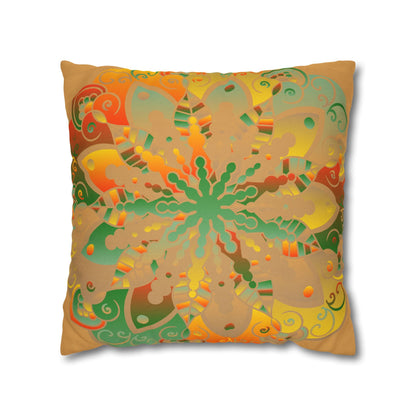 Spun Polyester Square Pillowcase Mandala Art - Original Fine Art - Hand - drawn - Dune - Blululi