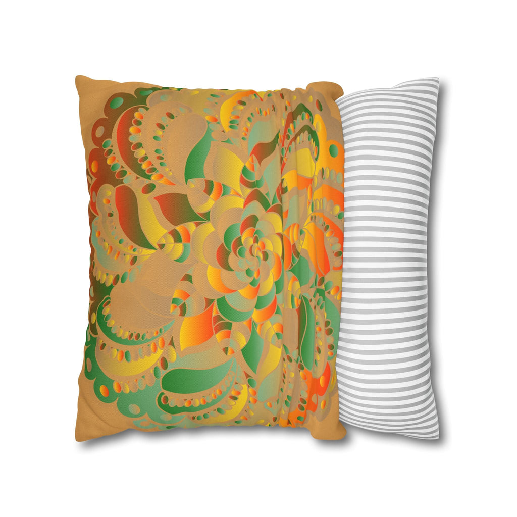 Spun Polyester Square Pillowcase Mandala Art - Original Fine Art - Hand - drawn - Dune - Blululi