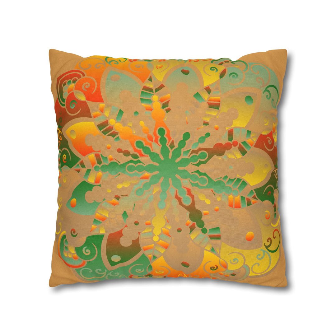 Spun Polyester Square Pillowcase Mandala Art - Original Fine Art - Hand - drawn - Dune - Blululi