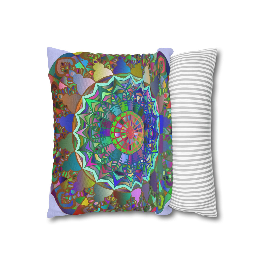 Spun Polyester Square Pillowcase Mandala Art - Original Fine Art - Hand - drawn - Pale Lavender - Blululi