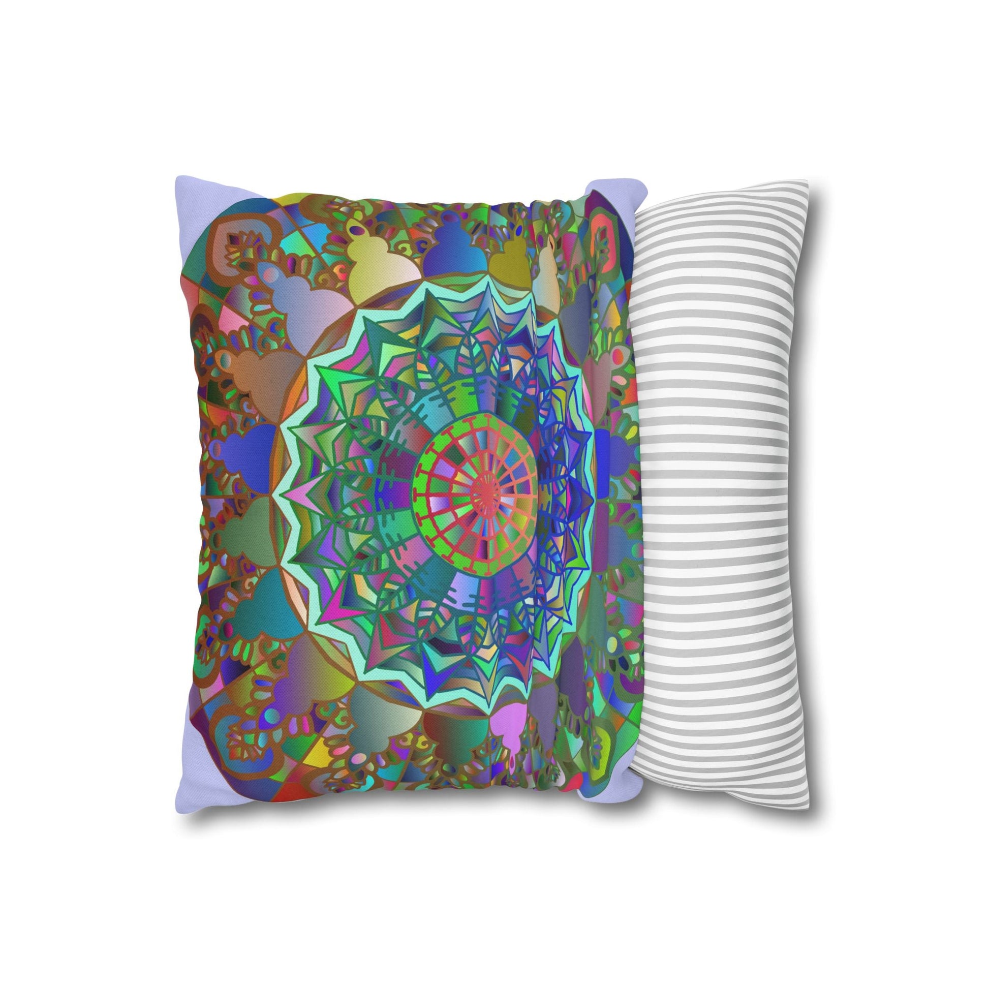 Spun Polyester Square Pillowcase Mandala Art - Original Fine Art - Hand - drawn - Pale Lavender - Blululi