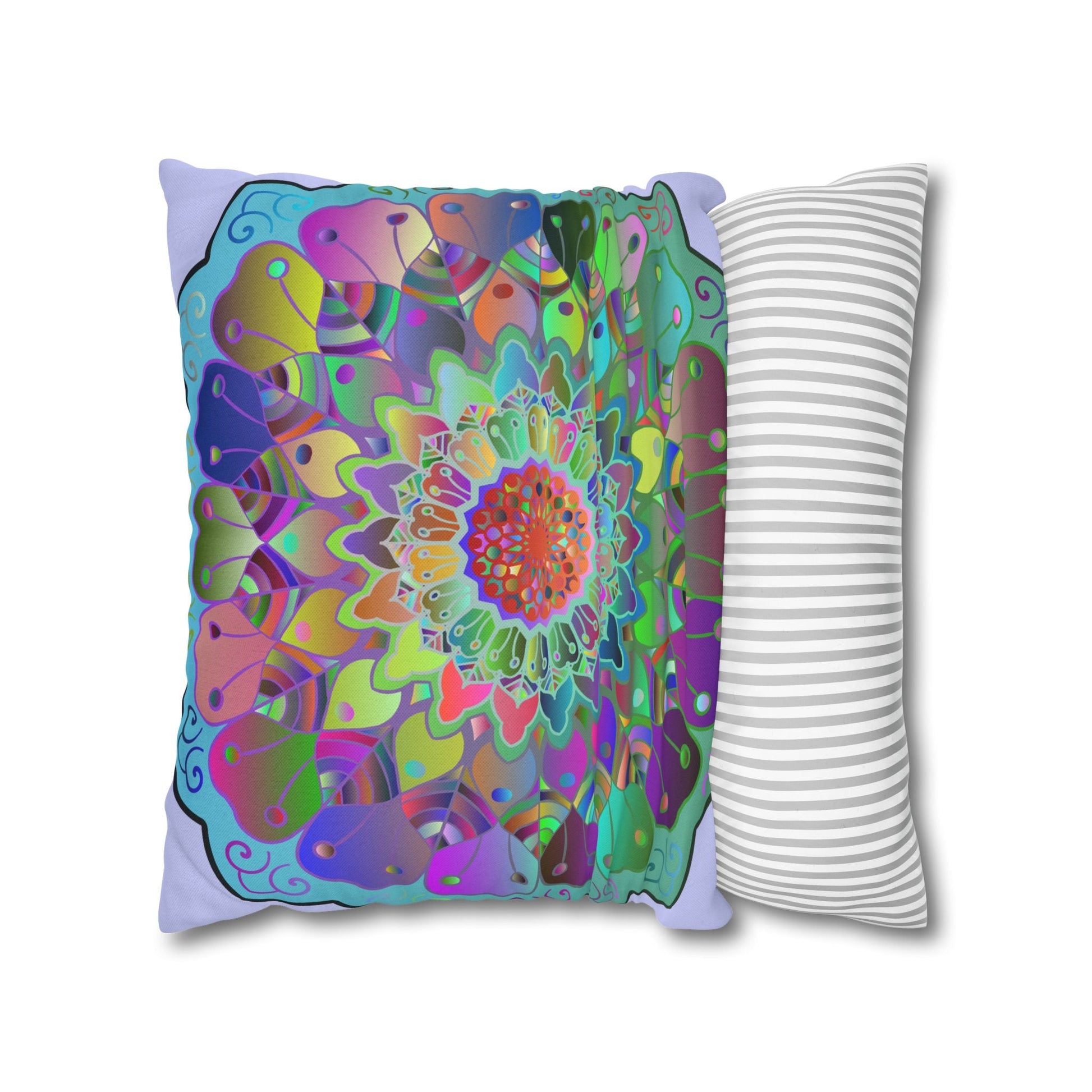 Spun Polyester Square Pillowcase Mandala Art - Original Fine Art - Hand - drawn - Pale Lavender - Blululi