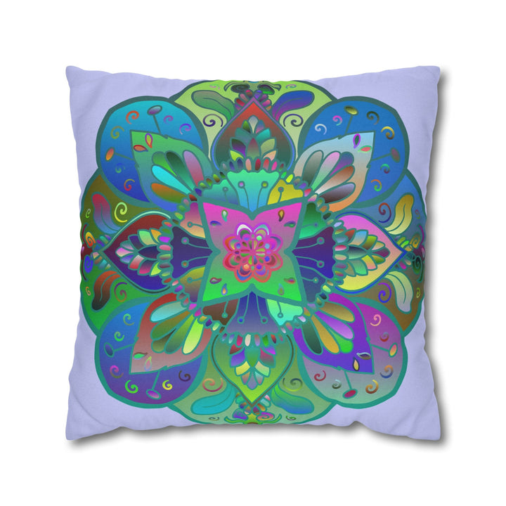 Spun Polyester Square Pillowcase Mandala Art - Original Fine Art - Hand - drawn - Pale Lavender - Blululi