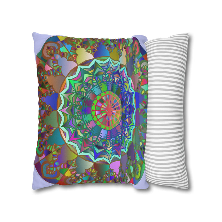 Spun Polyester Square Pillowcase Mandala Art - Original Fine Art - Hand - drawn - Pale Lavender - Blululi