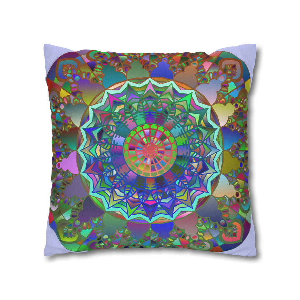 Spun Polyester Square Pillowcase Mandala Art - Original Fine Art - Hand - drawn - Pale Lavender - Blululi