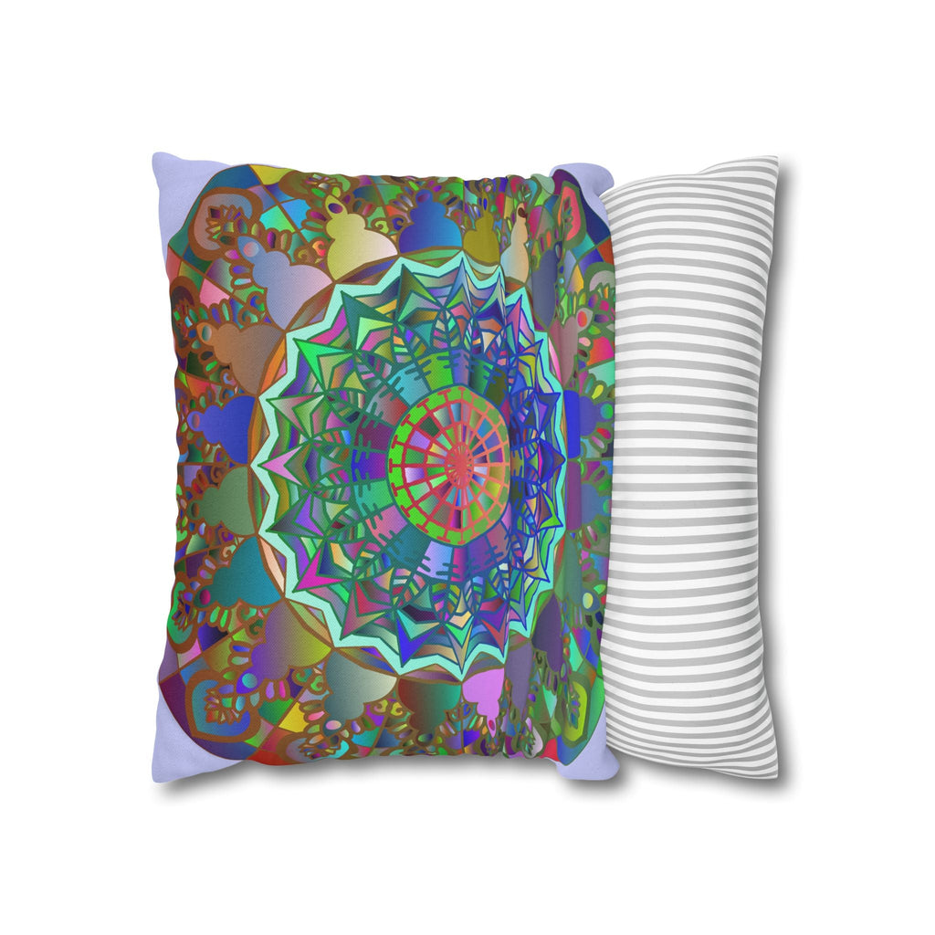 Spun Polyester Square Pillowcase Mandala Art - Original Fine Art - Hand - drawn - Pale Lavender - Blululi