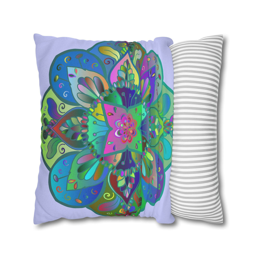 Spun Polyester Square Pillowcase Mandala Art - Original Fine Art - Hand - drawn - Pale Lavender - Blululi