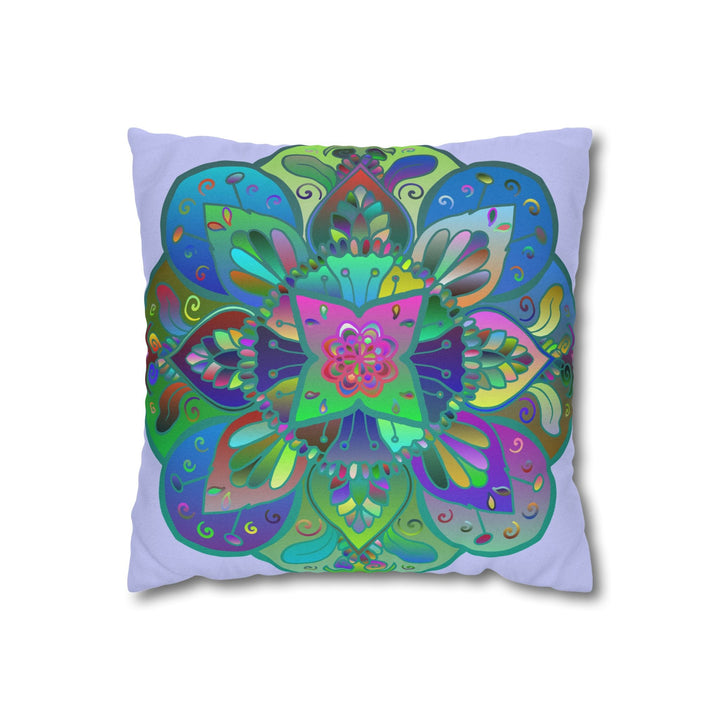 Spun Polyester Square Pillowcase Mandala Art - Original Fine Art - Hand - drawn - Pale Lavender - Blululi