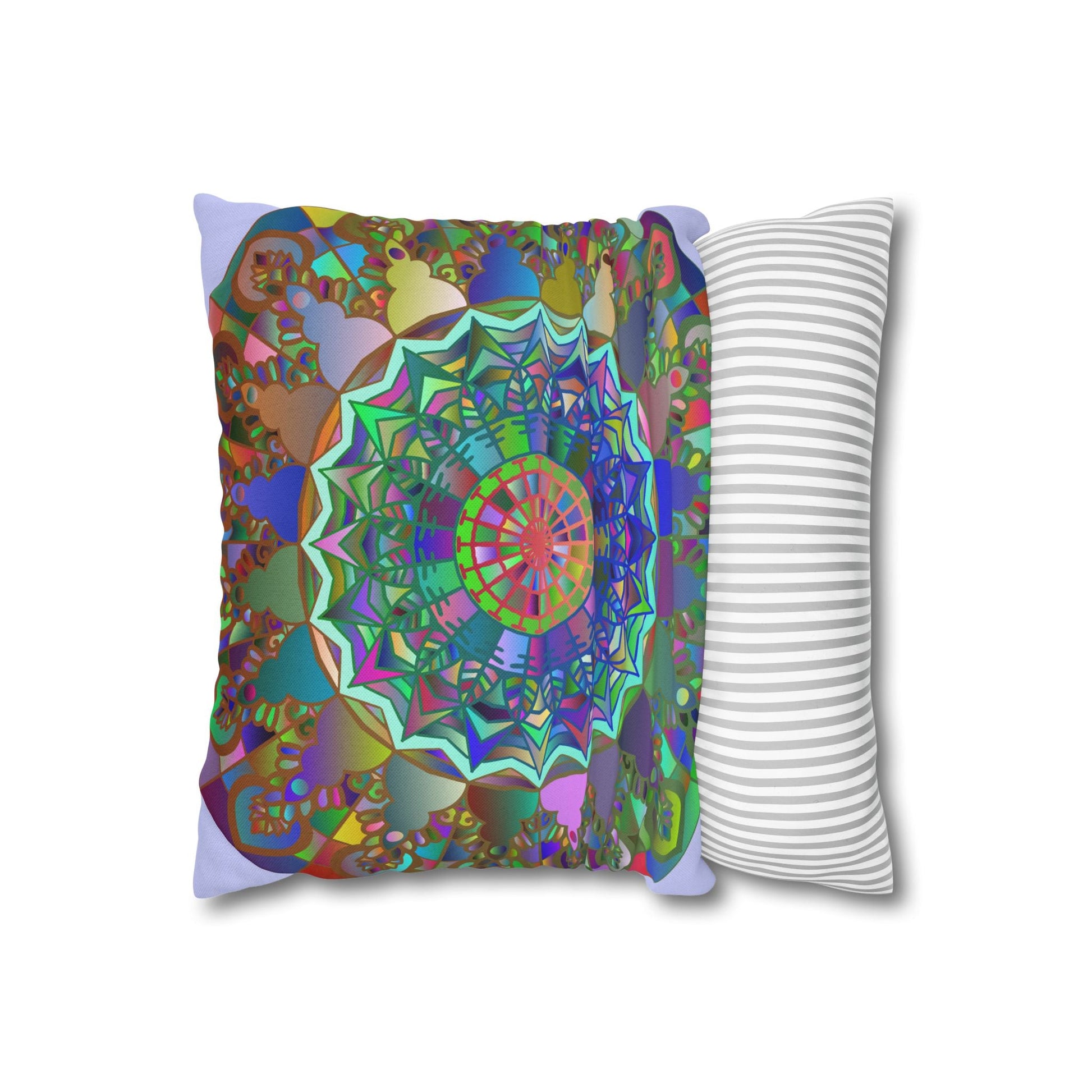 Spun Polyester Square Pillowcase Mandala Art - Original Fine Art - Hand - drawn - Pale Lavender - Blululi