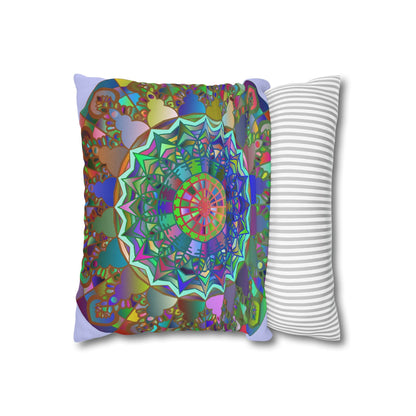 Spun Polyester Square Pillowcase Mandala Art - Original Fine Art - Hand - drawn - Pale Lavender - Blululi