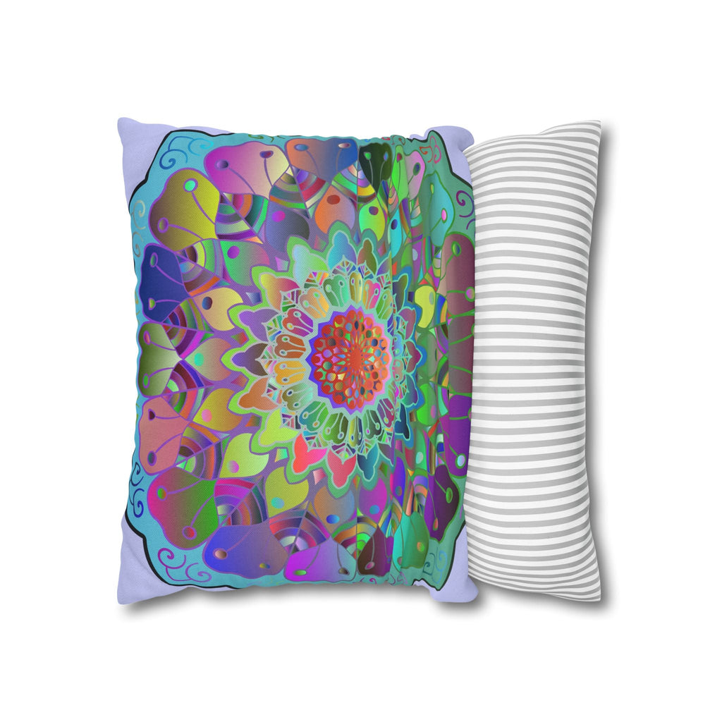 Spun Polyester Square Pillowcase Mandala Art - Original Fine Art - Hand - drawn - Pale Lavender - Blululi