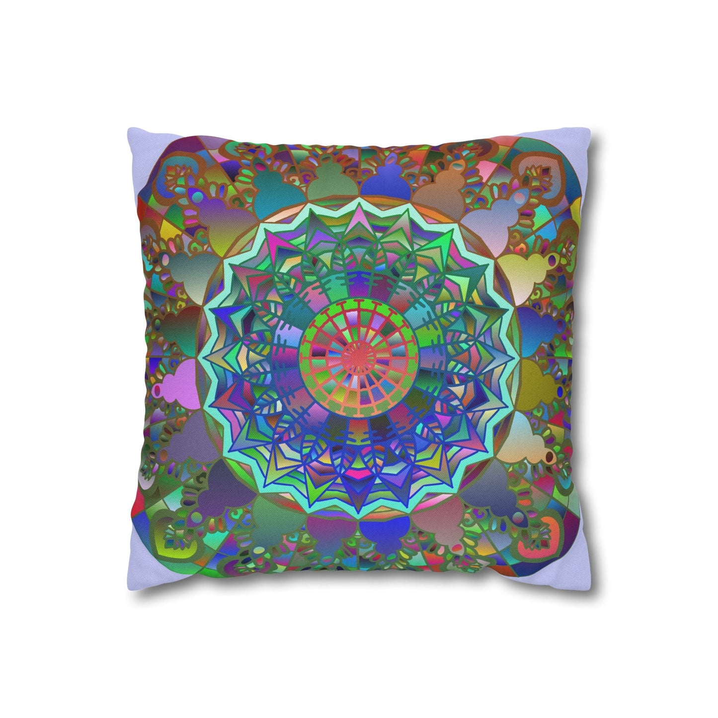 Spun Polyester Square Pillowcase Mandala Art - Original Fine Art - Hand - drawn - Pale Lavender - Blululi