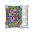 Spun Polyester Square Pillowcase Mandala Art - Original Fine Art - Hand - drawn - Pale Lavender - Blululi