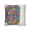 Spun Polyester Square Pillowcase Mandala Art - Original Fine Art - Hand - drawn - Pale Lavender - Blululi