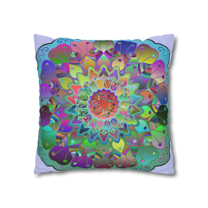 Spun Polyester Square Pillowcase Mandala Art - Original Fine Art - Hand - drawn - Pale Lavender - Blululi