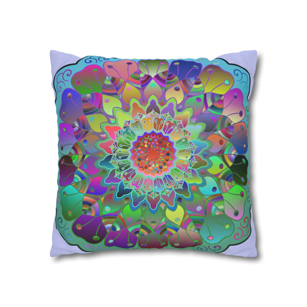 Spun Polyester Square Pillowcase Mandala Art - Original Fine Art - Hand - drawn - Pale Lavender - Blululi