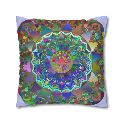 Spun Polyester Square Pillowcase Mandala Art - Original Fine Art - Hand - drawn - Pale Lavender - Blululi