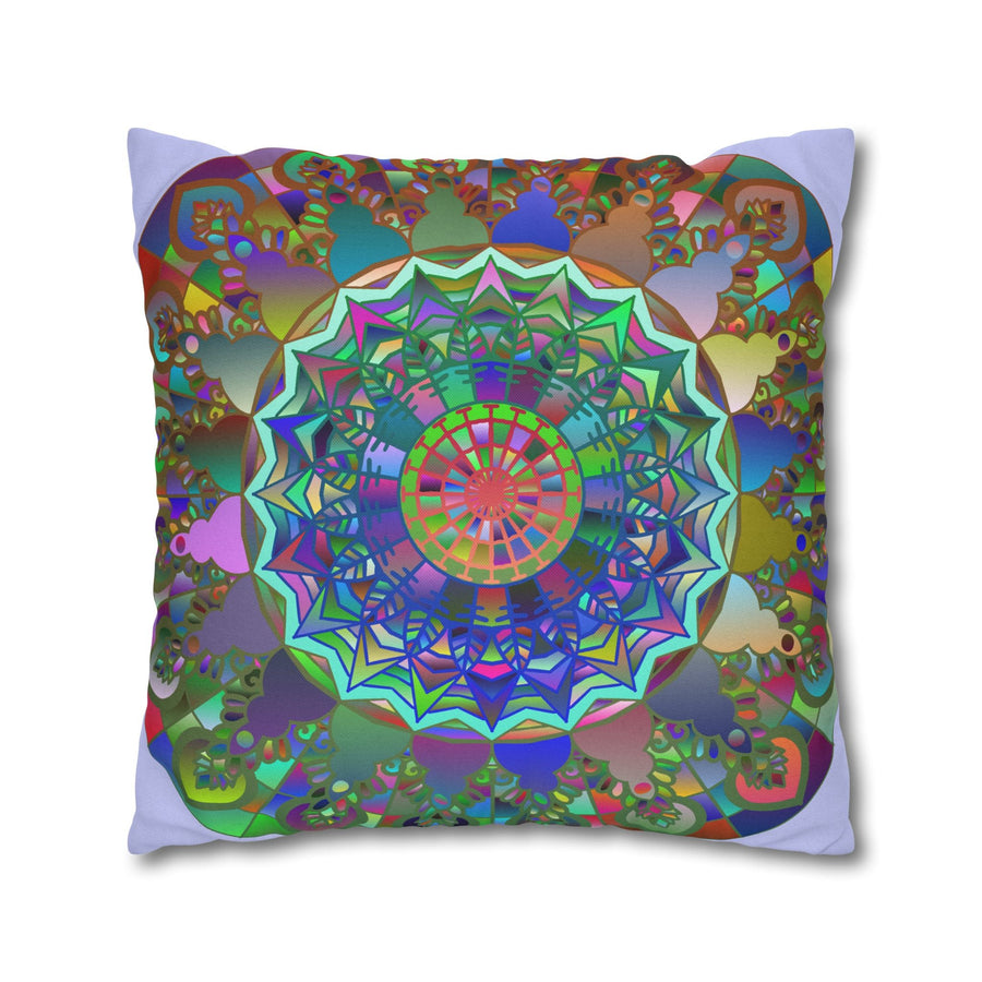 Spun Polyester Square Pillowcase Mandala Art - Original Fine Art - Hand - drawn - Pale Lavender - Blululi