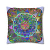 Spun Polyester Square Pillowcase Mandala Art - Original Fine Art - Hand - drawn - Pale Lavender - Blululi