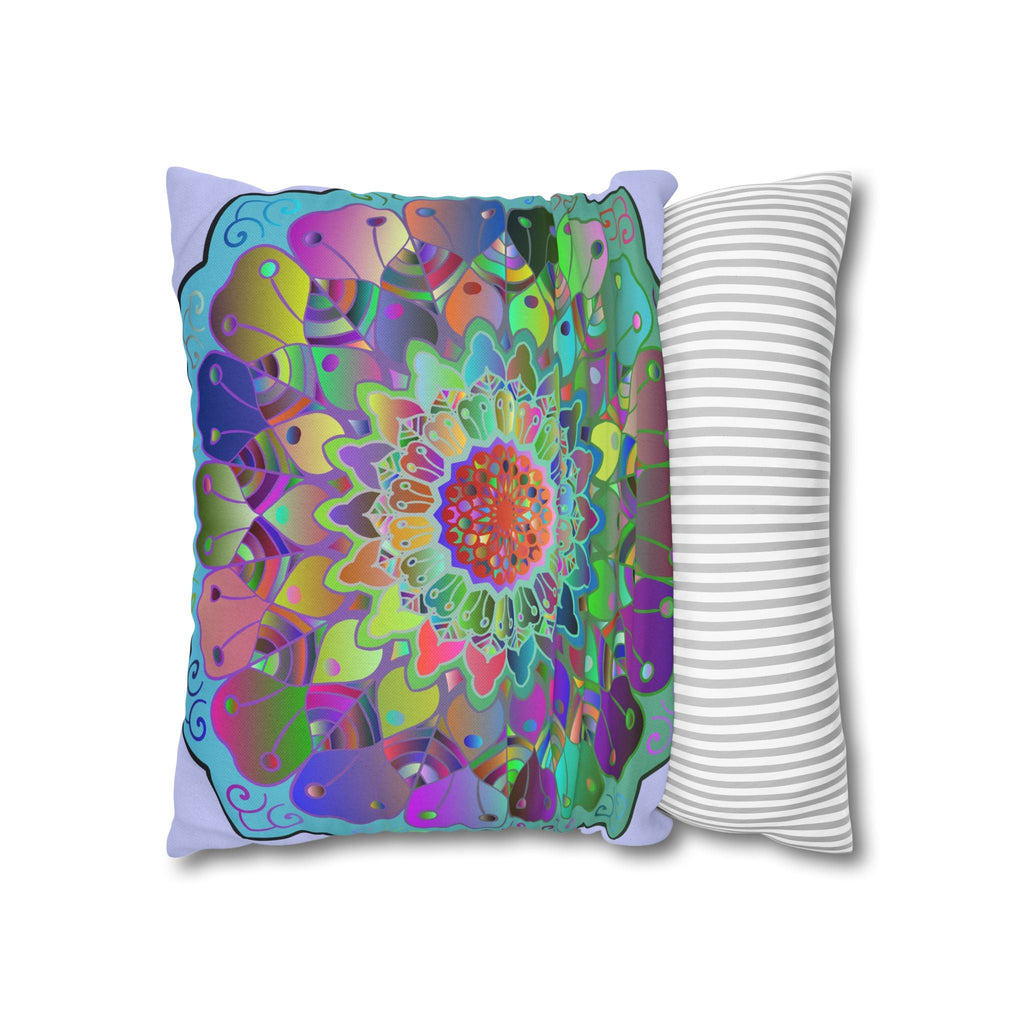 Spun Polyester Square Pillowcase Mandala Art - Original Fine Art - Hand - drawn - Pale Lavender - Blululi