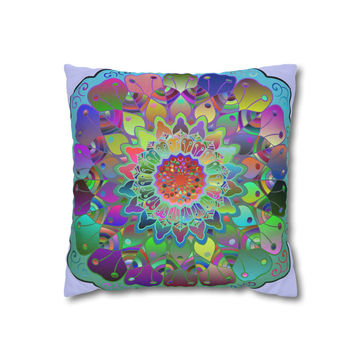 Spun Polyester Square Pillowcase Mandala Art - Original Fine Art - Hand - drawn - Pale Lavender - Blululi