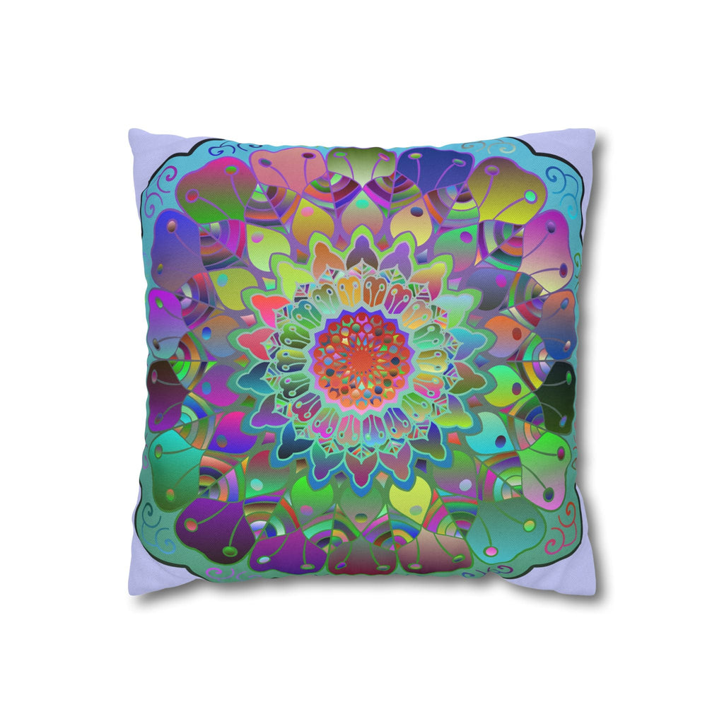 Spun Polyester Square Pillowcase Mandala Art - Original Fine Art - Hand - drawn - Pale Lavender - Blululi