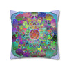 Spun Polyester Square Pillowcase Mandala Art - Original Fine Art - Hand - drawn - Pale Lavender - Blululi