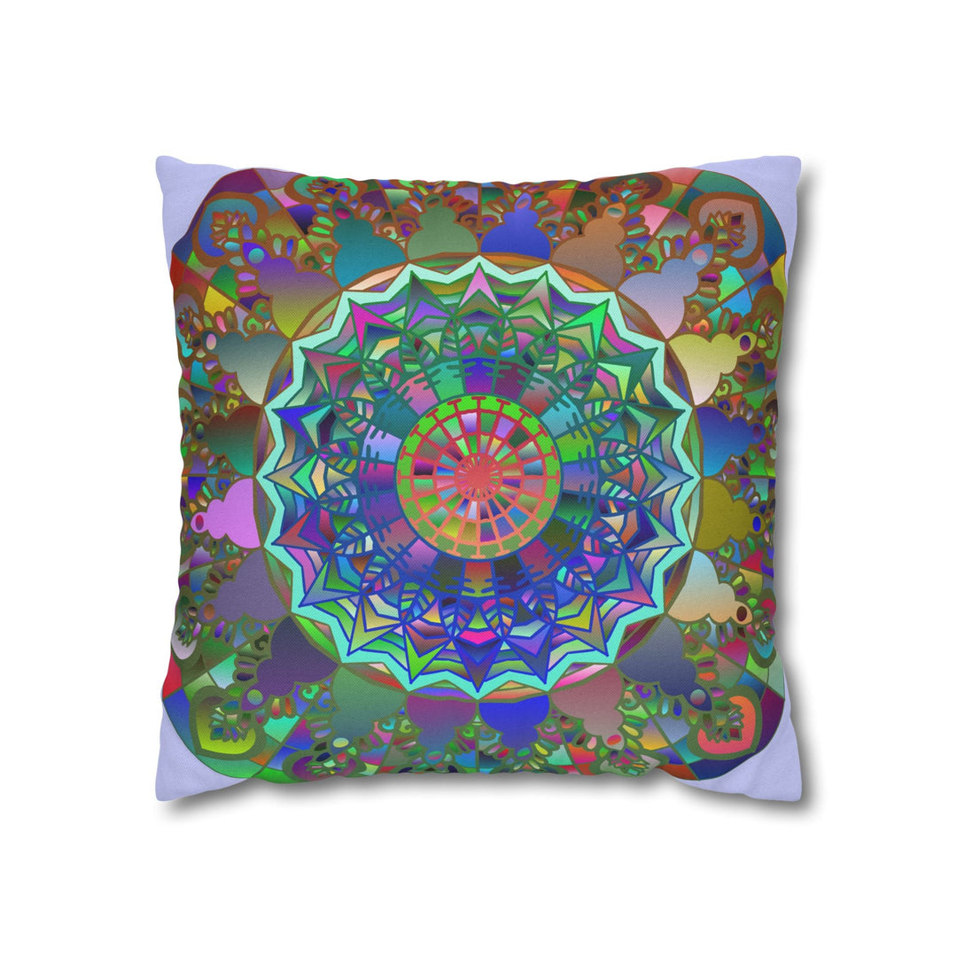 Spun Polyester Square Pillowcase Mandala Art - Original Fine Art - Hand - drawn - Pale Lavender - Blululi