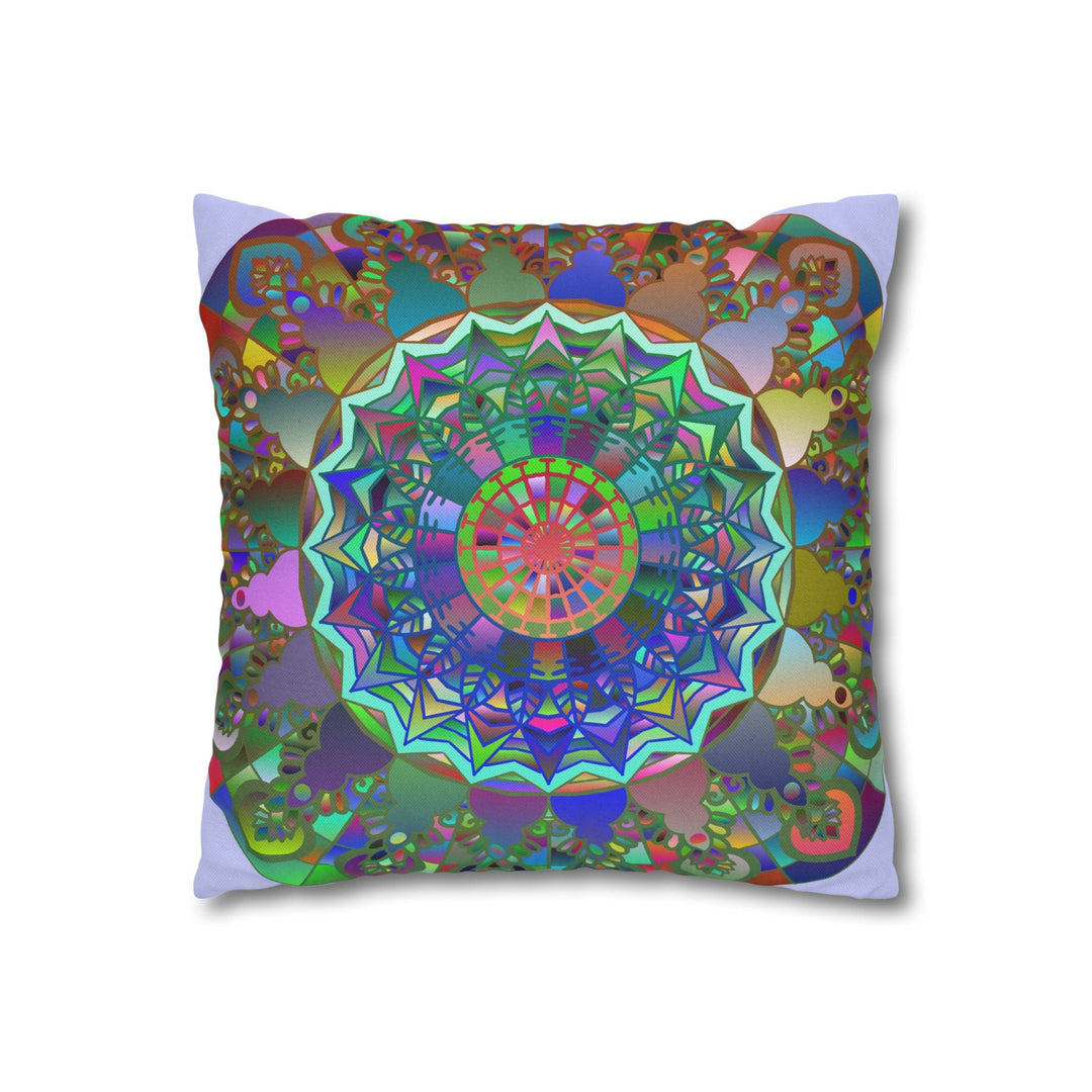 Spun Polyester Square Pillowcase Mandala Art - Original Fine Art - Hand - drawn - Pale Lavender - Blululi