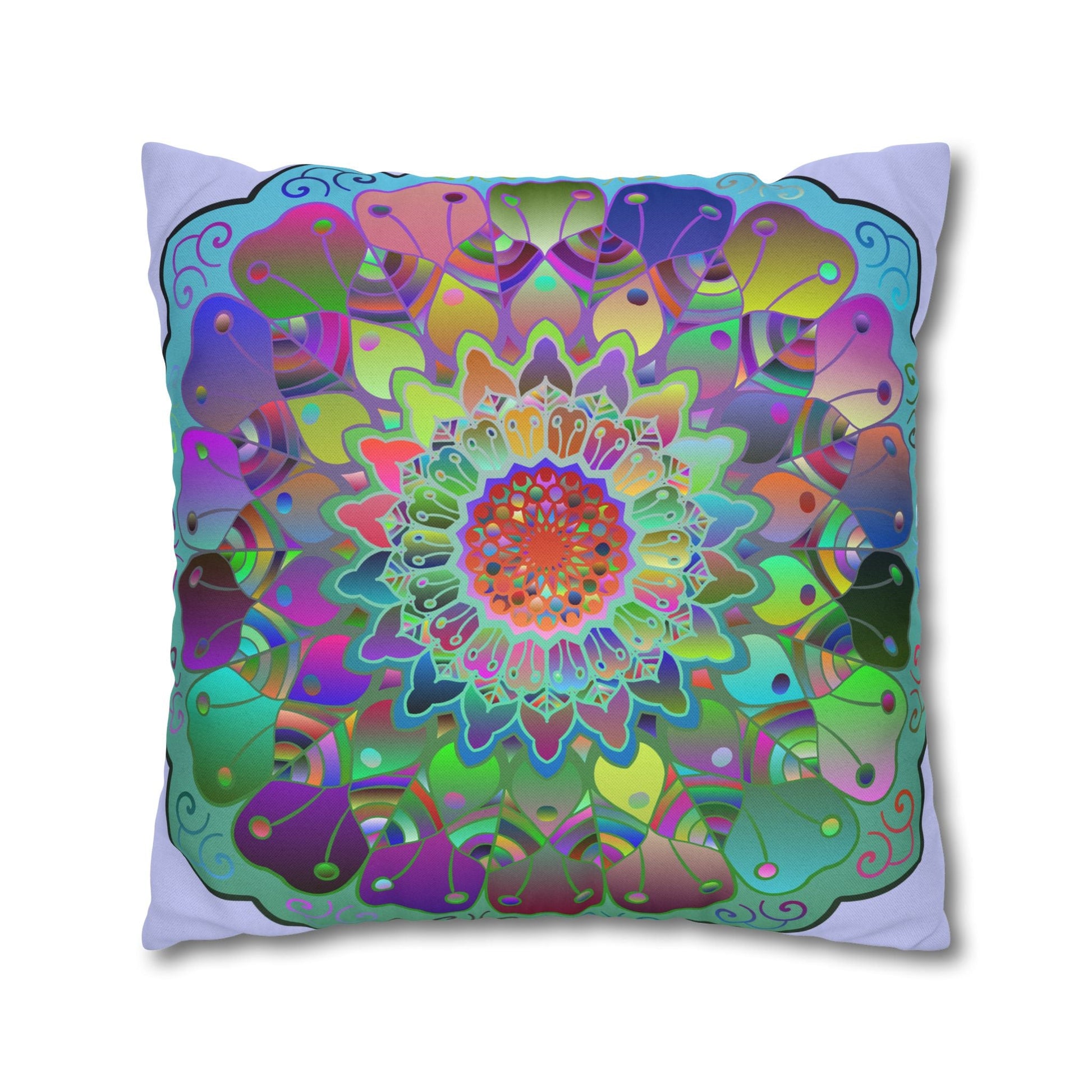 Spun Polyester Square Pillowcase Mandala Art - Original Fine Art - Hand - drawn - Pale Lavender - Blululi