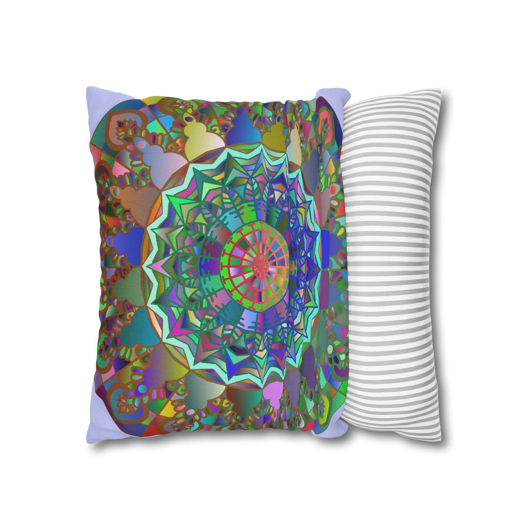 Spun Polyester Square Pillowcase Mandala Art - Original Fine Art - Hand - drawn - Pale Lavender - Blululi