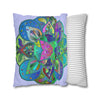 Spun Polyester Square Pillowcase Mandala Art - Original Fine Art - Hand - drawn - Pale Lavender - Blululi