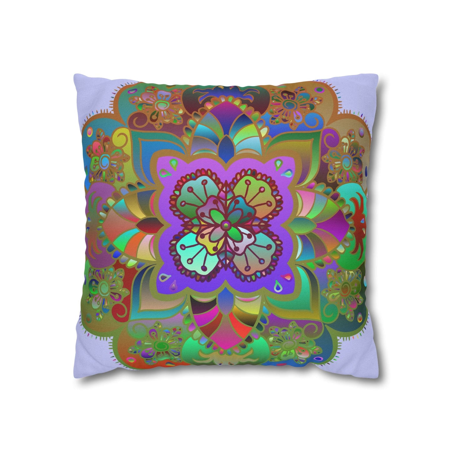 Spun Polyester Square Pillowcase Mandala Art - Original Fine Art - Hand - drawn - Pale Lavender - Blululi