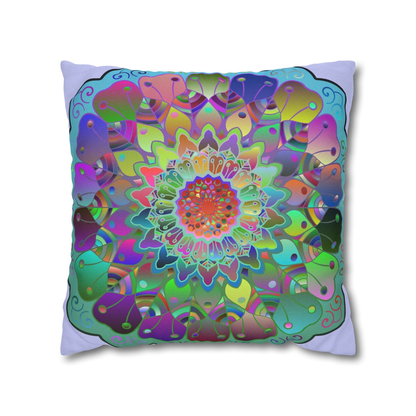 Spun Polyester Square Pillowcase Mandala Art - Original Fine Art - Hand - drawn - Pale Lavender - Blululi