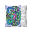 Spun Polyester Square Pillowcase Mandala Art - Original Fine Art - Hand - drawn - Pale Lavender - Blululi