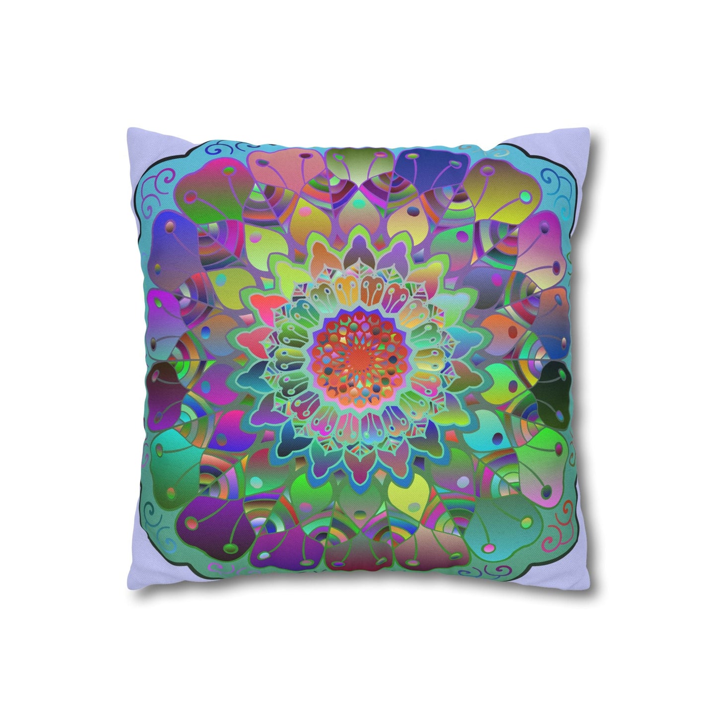 Spun Polyester Square Pillowcase Mandala Art - Original Fine Art - Hand - drawn - Pale Lavender - Blululi