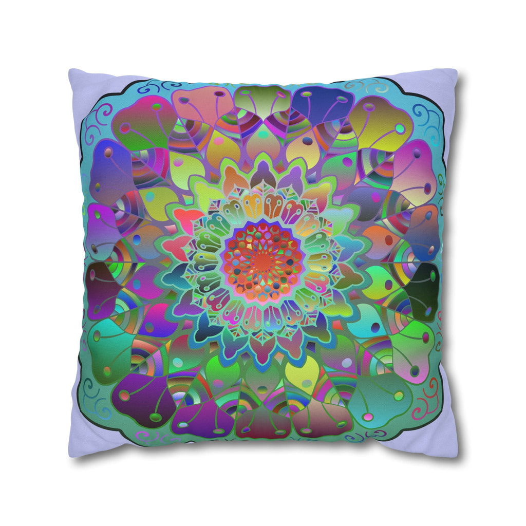 Spun Polyester Square Pillowcase Mandala Art - Original Fine Art - Hand - drawn - Pale Lavender - Blululi