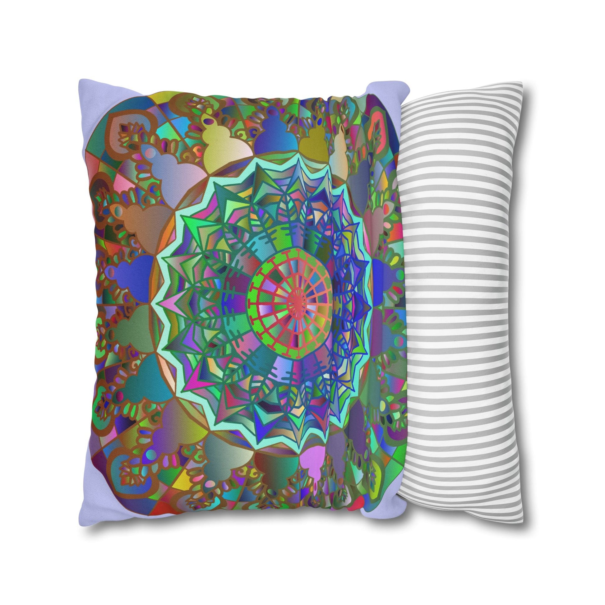 Spun Polyester Square Pillowcase Mandala Art - Original Fine Art - Hand - drawn - Pale Lavender - Blululi