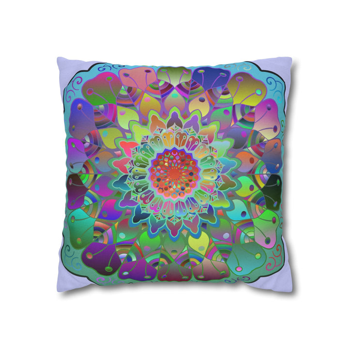 Spun Polyester Square Pillowcase Mandala Art - Original Fine Art - Hand - drawn - Pale Lavender - Blululi