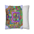 Spun Polyester Square Pillowcase Mandala Art - Original Fine Art - Hand - drawn - Pale Lavender - Blululi