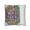 Spun Polyester Square Pillowcase Mandala Art - Original Fine Art - Hand - drawn - Pale Lavender - Blululi