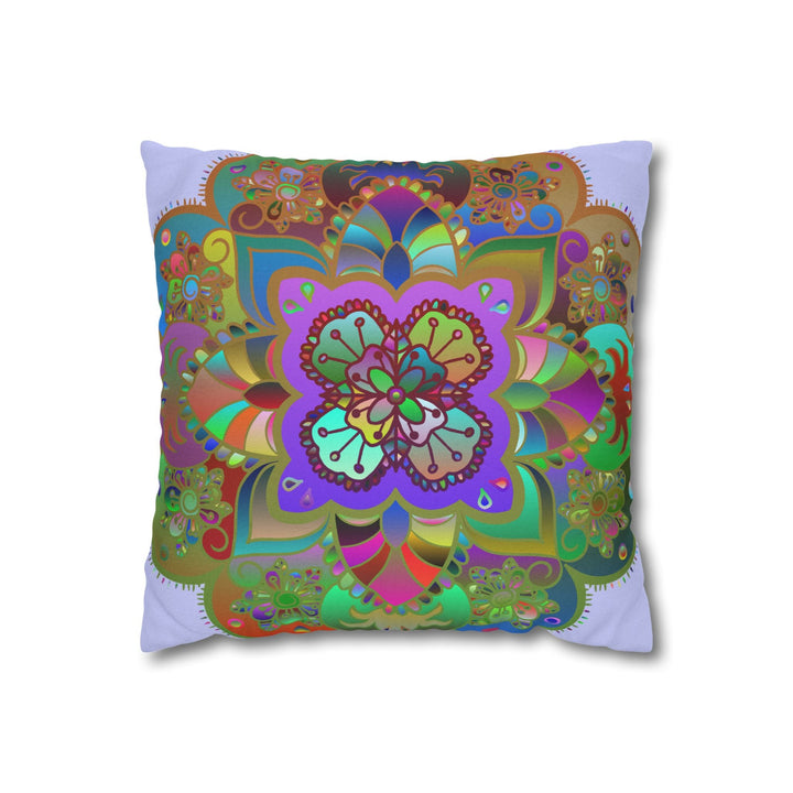 Spun Polyester Square Pillowcase Mandala Art - Original Fine Art - Hand - drawn - Pale Lavender - Blululi